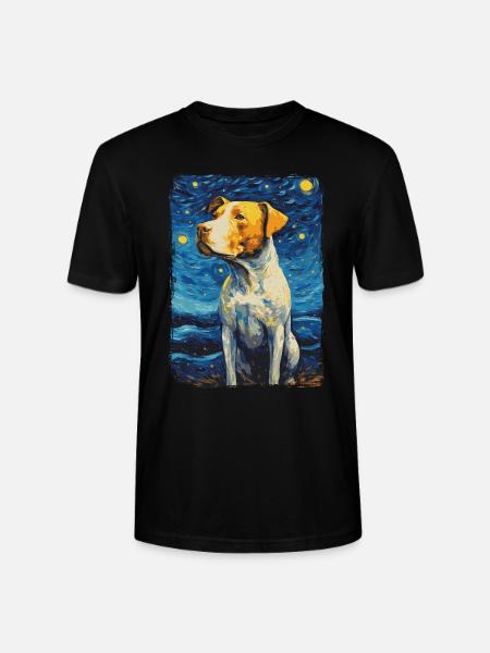 Pitbull Dog Starry Night - Stanley/Stella CRAFTER Unisex Organic T-Shirt - black