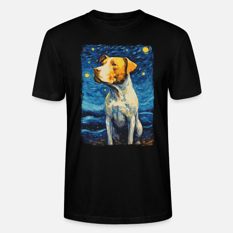 Pitbull Dog Starry Night - Stanley/Stella CRAFTER Unisex Organic T-Shirt - black