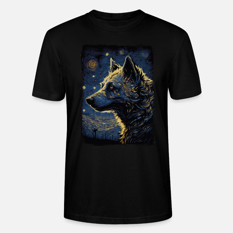 Hyäne Starry Night - Stanley/Stella Unisex Bio-T-Shirt CRAFTER - Schwarz