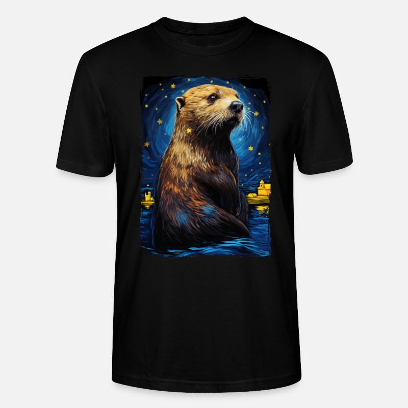 Otter Starry Night - Stanley/Stella Unisex Bio-T-Shirt CRAFTER - Schwarz