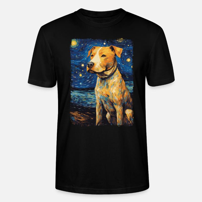 Pitbull Chien Nuit Étoilée - T-shirt bio CRAFTER Stanley Stella Unisexe - noir