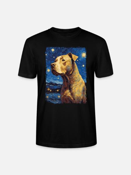 Pitbull Hund Starry Night - Stanley/Stella Unisex Bio-T-Shirt CRAFTER - Schwarz