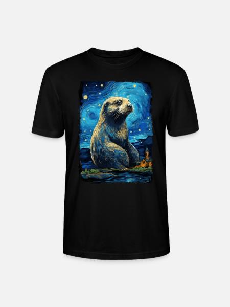 Otter Starry Night - Stanley/Stella Unisex Bio-T-Shirt CRAFTER - Schwarz