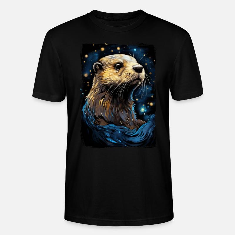 Otter Starry Night - Stanley/Stella Unisex Bio-T-Shirt CRAFTER - Schwarz