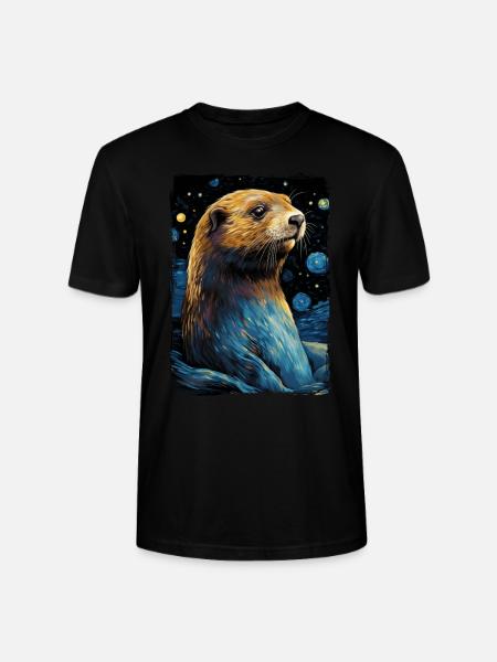 Otter Starry Night - Stanley/Stella Unisex Bio-T-Shirt CRAFTER - Schwarz
