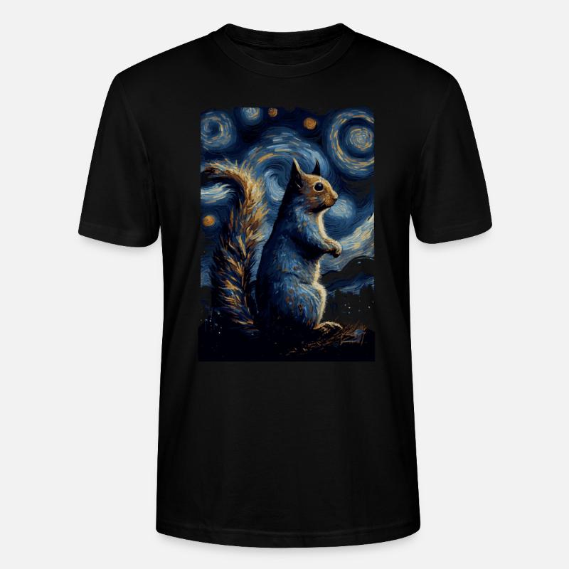 Squirrel Starry Night - Stanley/Stella CRAFTER Unisex Organic T-Shirt - black
