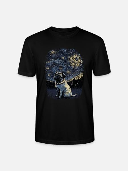 Pug Starry Night - Stanley/Stella CRAFTER Unisex Organic T-Shirt - black