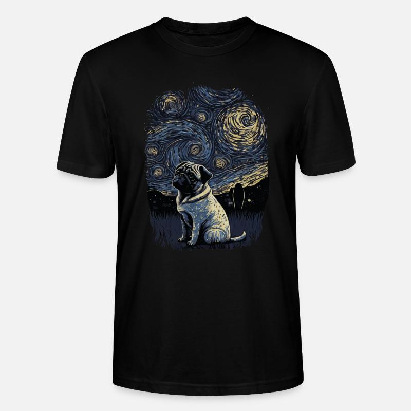 Mops Starry Night - Stanley/Stella Unisex Bio-T-Shirt CRAFTER - Schwarz