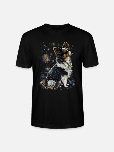 Papillon Hund Starry Night - Stanley/Stella Unisex Bio-T-Shirt CRAFTER - Schwarz
