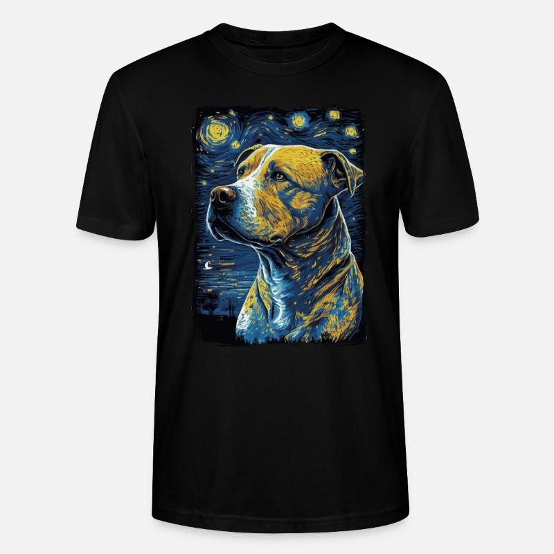 Pitbull Chien Nuit Étoilée - T-shirt bio CRAFTER Stanley Stella Unisexe - noir