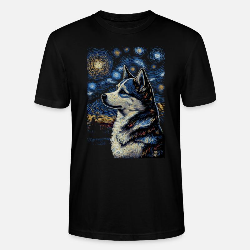 Husky Starry Night - Stanley/Stella CRAFTER Unisex Organic T-Shirt - black