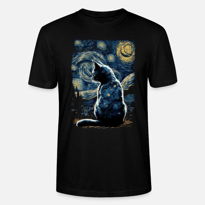 Katze Starry Night - Stanley/Stella Unisex Bio-T-Shirt CRAFTER - Schwarz