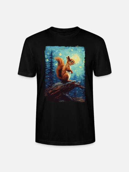 Squirrel Starry Night - Stanley/Stella CRAFTER Unisex Organic T-Shirt - black