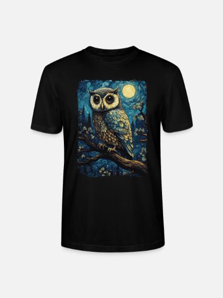Eule Starry Night - Stanley/Stella Unisex Bio-T-Shirt CRAFTER - Schwarz