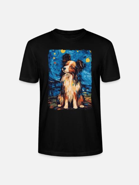 Papillon Hund Starry Night - Stanley/Stella Unisex Bio-T-Shirt CRAFTER - Schwarz