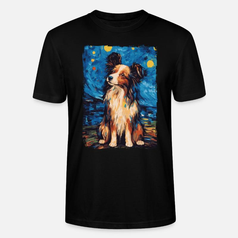 Papillon Chien Nuit Étoilée - T-shirt bio CRAFTER Stanley Stella Unisexe - noir