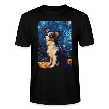 Papillon Hund Starry Night - Stanley/Stella Unisex Bio-T-Shirt CRAFTER - Schwarz - Vorne - Alina (178cm) & Michal (187cm)