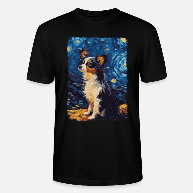 Papillon Hund Starry Night - Stanley/Stella Unisex Bio-T-Shirt CRAFTER - Schwarz