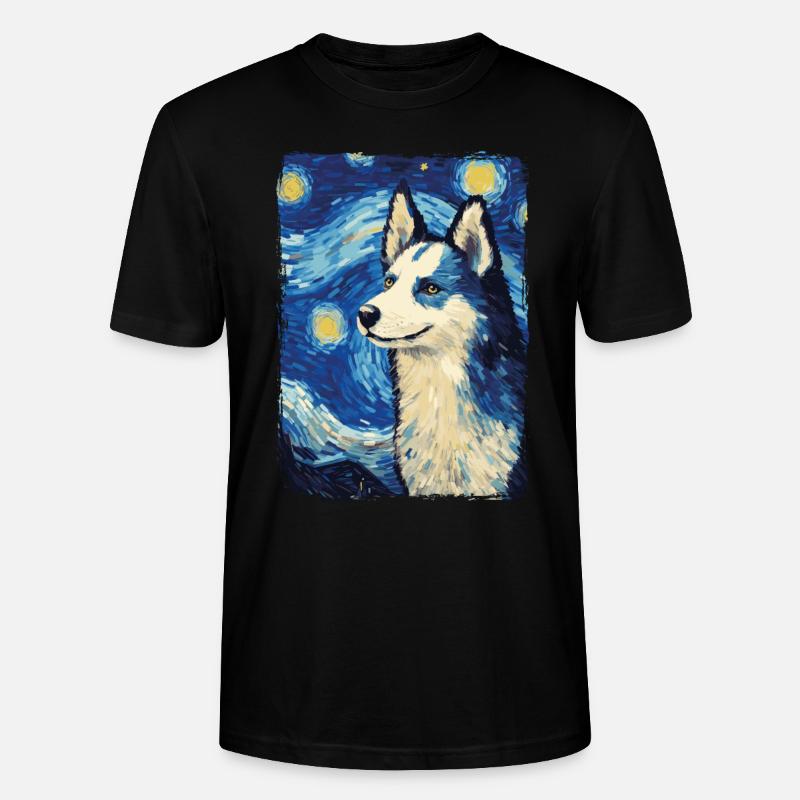 Husky Starry Night - Stanley/Stella Unisex Bio-T-Shirt CRAFTER - Schwarz