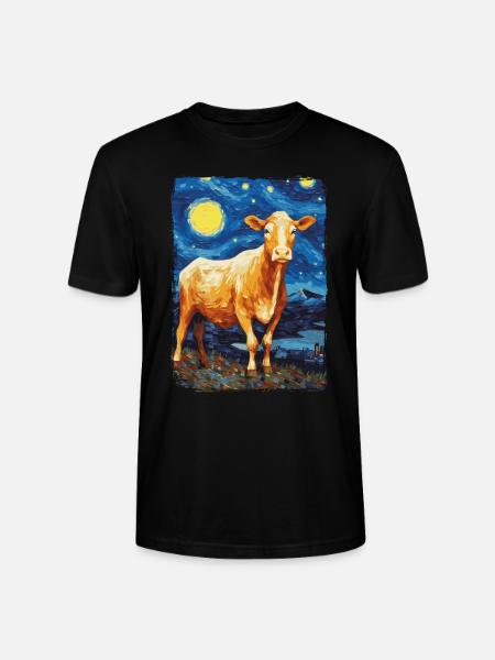 Cow Starry Night - Stanley/Stella CRAFTER Unisex Organic T-Shirt - black