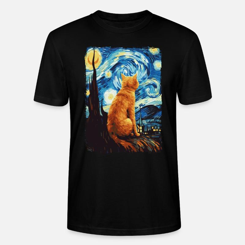 Katze Starry Night - Stanley/Stella Unisex Bio-T-Shirt CRAFTER - Schwarz