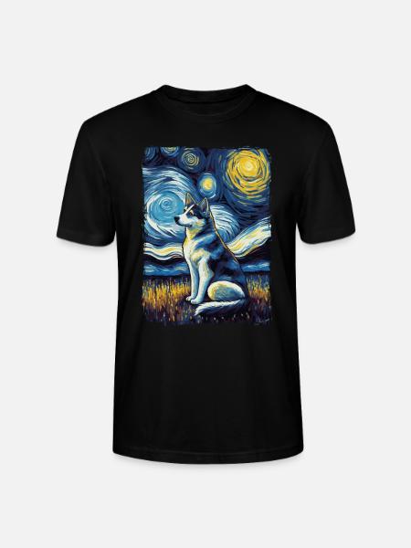 Husky Starry Night - Stanley/Stella Unisex Bio-T-Shirt CRAFTER - Schwarz