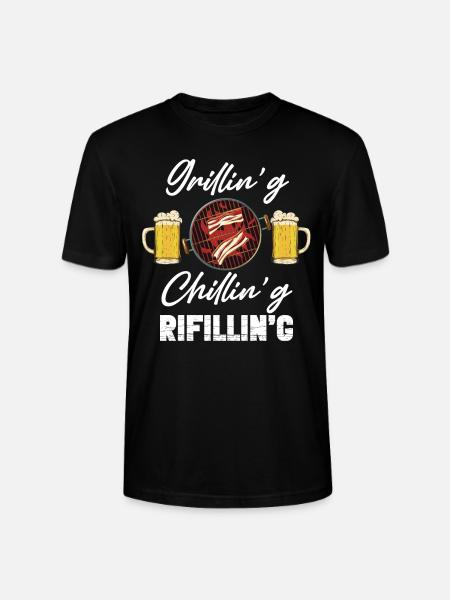 Grillin'g Chillin'g Refilli'n Barbecue Lover - Stanley/Stella CRAFTER Unisex Organic T-Shirt - black