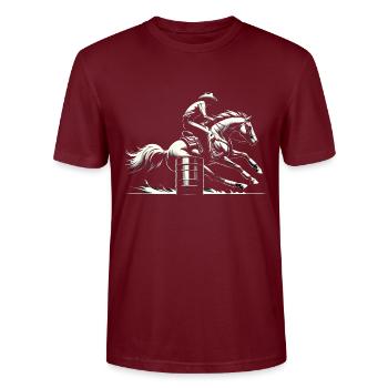 Barrel Racing Dynamism - Stanley/Stella CRAFTER Unisex Organic T-Shirt - burgundy - Front - Alina (178cm) & Michal (187cm)