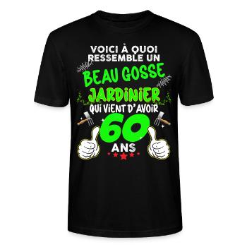 Mann 60 Jahre alter Gärtner gutaussehendes Kind Papa Onkel - Stanley/Stella Unisex Bio-T-Shirt CRAFTER - Schwarz - Vorne - Alina (178cm) & Michal (187cm)