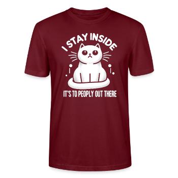 Indoor Cat - Whimsical Design - Stanley/Stella CRAFTER Unisex Organic T-Shirt - burgundy - Front - Alina (178cm) & Michal (187cm)