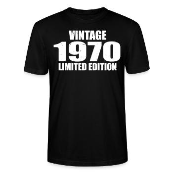 Vintage 1970 Geburtstag 1970 Retro 1970 - Stanley/Stella Unisex Bio-T-Shirt CRAFTER - Schwarz - Vorne - Alina (178cm) & Michal (187cm)