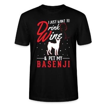 Basenji et le vin - T-shirt bio CRAFTER Stanley Stella Unisexe - noir - Devant - Alina (178cm) & Michal (187cm)