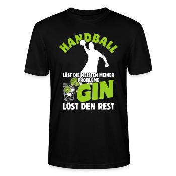 Handball löst die meisten meiner Probleme - Gin - Stanley/Stella Unisex Bio-T-Shirt CRAFTER - Schwarz - Vorne - Alina (178cm) & Michal (187cm)