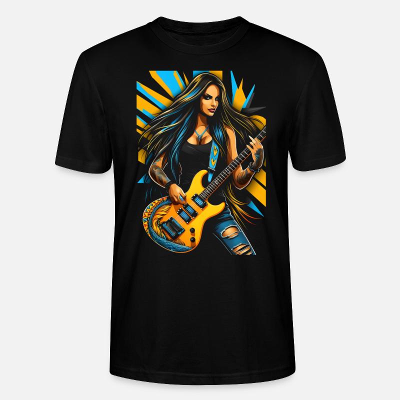 Wilde Gittarendiva mit E-Gitarre - Stanley/Stella Unisex Bio-T-Shirt CRAFTER - Schwarz