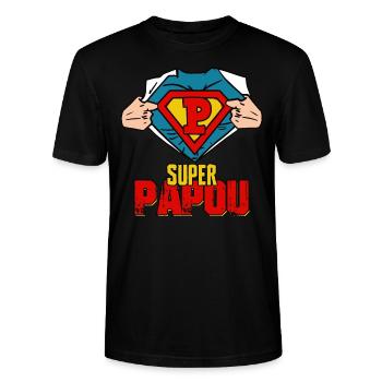Super Papou Cadeau Meilleure Grand père Vintage - T-shirt bio CRAFTER Stanley Stella Unisexe - noir - Devant - Alina (178cm) & Michal (187cm)