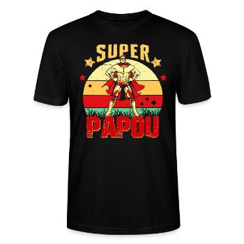 Super PAPOU Cadeau Meilleure Grand père du Vintage - T-shirt bio CRAFTER Stanley Stella Unisexe - noir - Devant - Alina (178cm) & Michal (187cm)