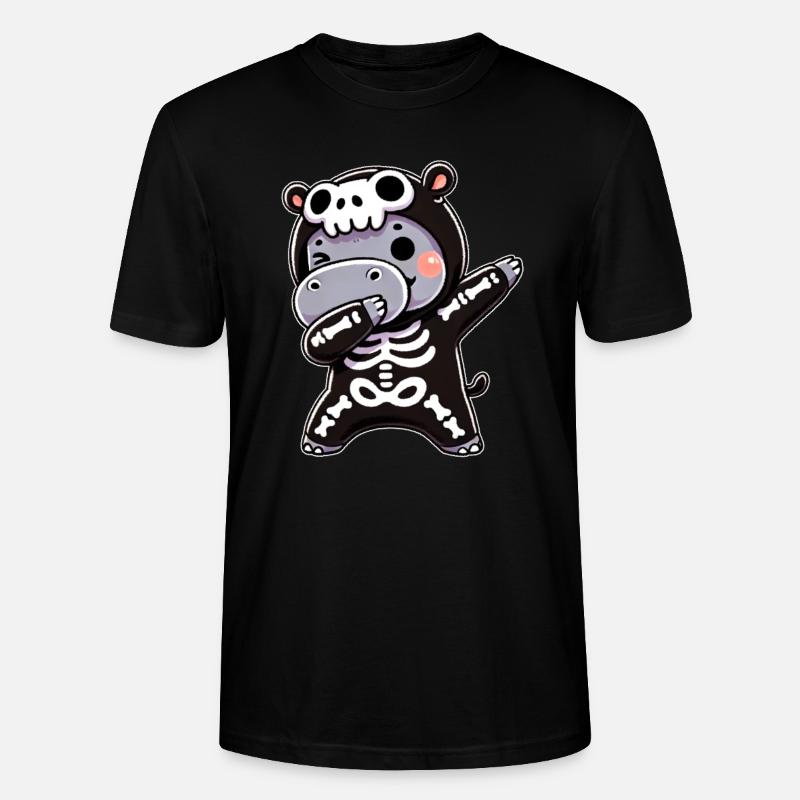 Halloween squelette mignon hippopotame hommes - T-shirt bio CRAFTER Stanley Stella Unisexe - noir