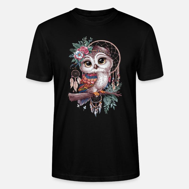 Eule Traumfänger Vogel Federn - Stanley/Stella Unisex Bio-T-Shirt CRAFTER - Schwarz
