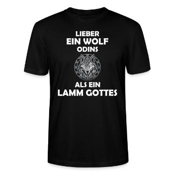 Walhalla Wolf Wölfe Odins Runen Nordischer Kompass - Stanley/Stella Unisex Bio-T-Shirt CRAFTER - Schwarz - Vorne - Alina (178cm) & Michal (187cm)