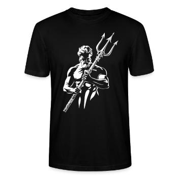 Poseidon Dreizack - Stanley/Stella Unisex Bio-T-Shirt CRAFTER - Schwarz - Vorne - Alina (178cm) & Michal (187cm)