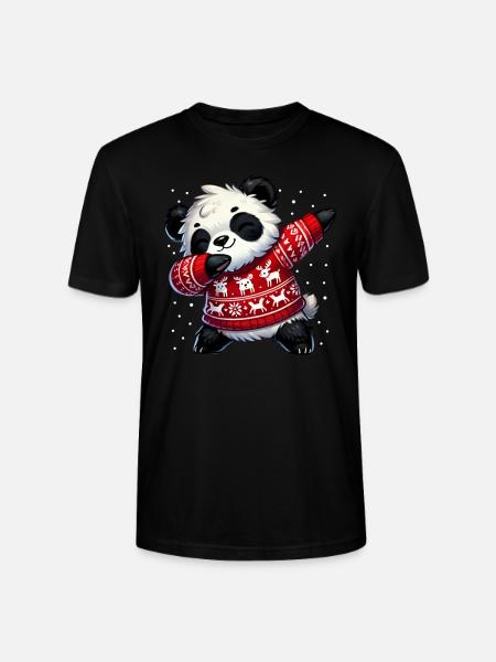 Christmas Panda Ugly Christmas - Stanley/Stella CRAFTER Unisex Organic T-Shirt - black