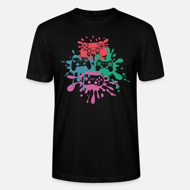 Pixel-Controller – Retro Gaming Design - Stanley/Stella Unisex Bio-T-Shirt CRAFTER - Schwarz
