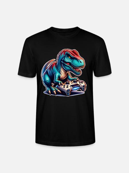 Gaming Dinosaur T Rex - Stanley/Stella CRAFTER Unisex Organic T-Shirt - black