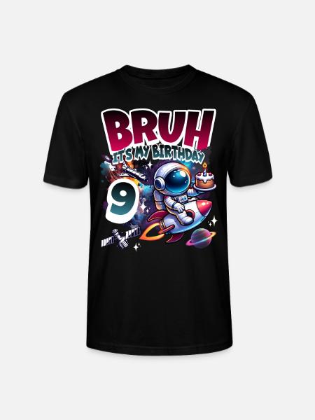 Astronaut 9th Birthday Space - Stanley/Stella CRAFTER Unisex Organic T-Shirt - black