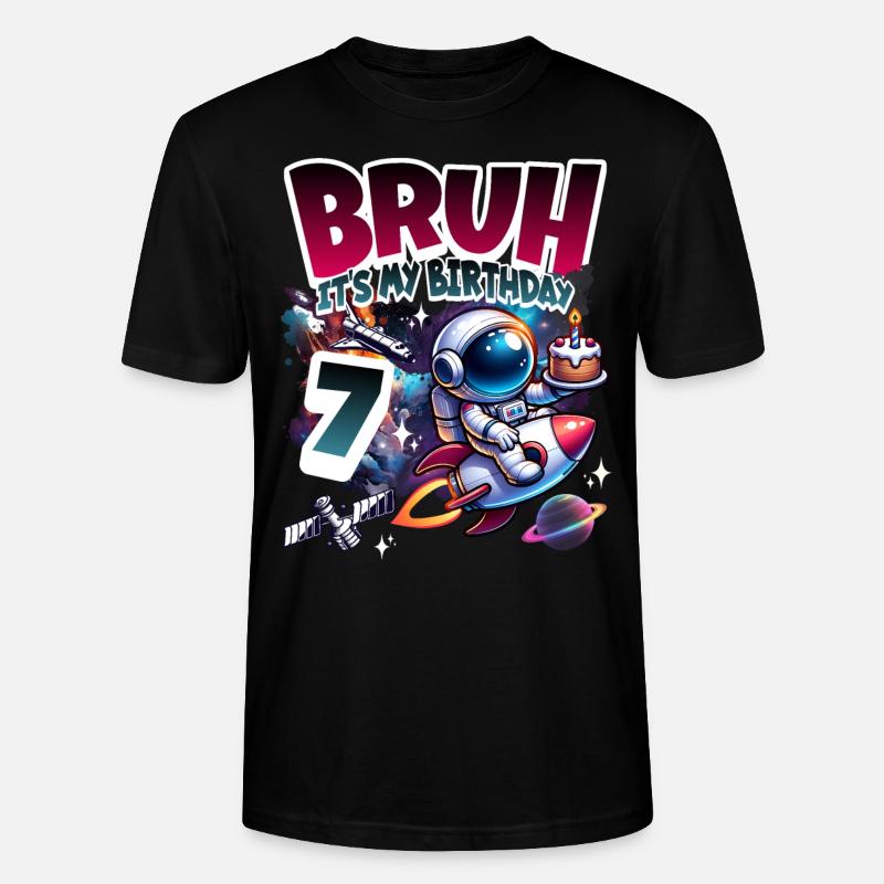 Astronaute 7e anniversaire Espace - T-shirt bio CRAFTER Stanley Stella Unisexe - noir