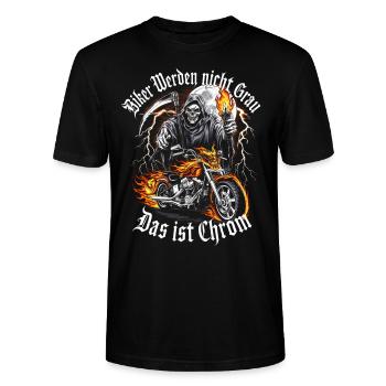 Werden Nicht Grau Das Ist Chrom Motorradfahrer - Stanley/Stella Unisex Bio-T-Shirt CRAFTER - Schwarz - Vorne - Alina (178cm) & Michal (187cm)