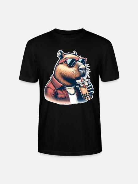 Capybara Bubble Tea - Stanley/Stella Unisex Bio-T-Shirt CRAFTER - Schwarz