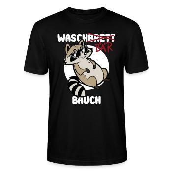 Waschbär Bauch - Waschbrett Bauch Geschenk - Stanley/Stella Unisex Bio-T-Shirt CRAFTER - Schwarz - Vorne - Alina (178cm) & Michal (187cm)