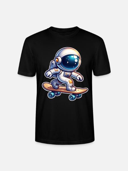 Skateboard Skater Astronaut - Stanley/Stella CRAFTER Unisex Organic T-Shirt - black