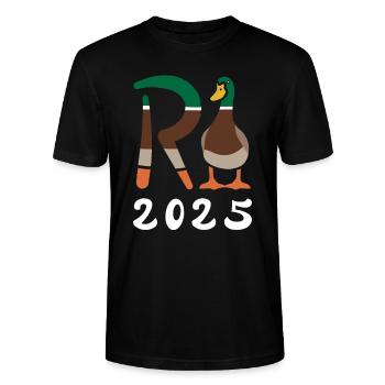 Rente Ente 2025 - Ruhestand - Pension - Stanley/Stella Unisex Bio-T-Shirt CRAFTER - Schwarz - Vorne - Alina (178cm) & Michal (187cm)